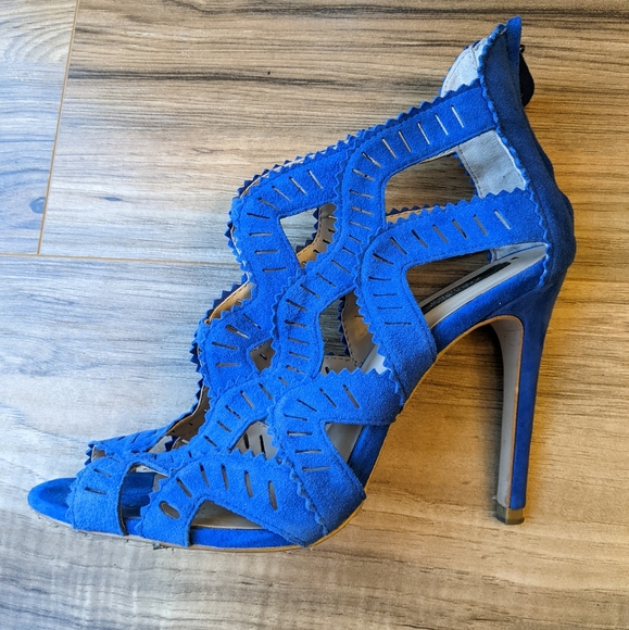Zara Blue Laser Cut Statement Fashion Bootie - Picture 3 of 6